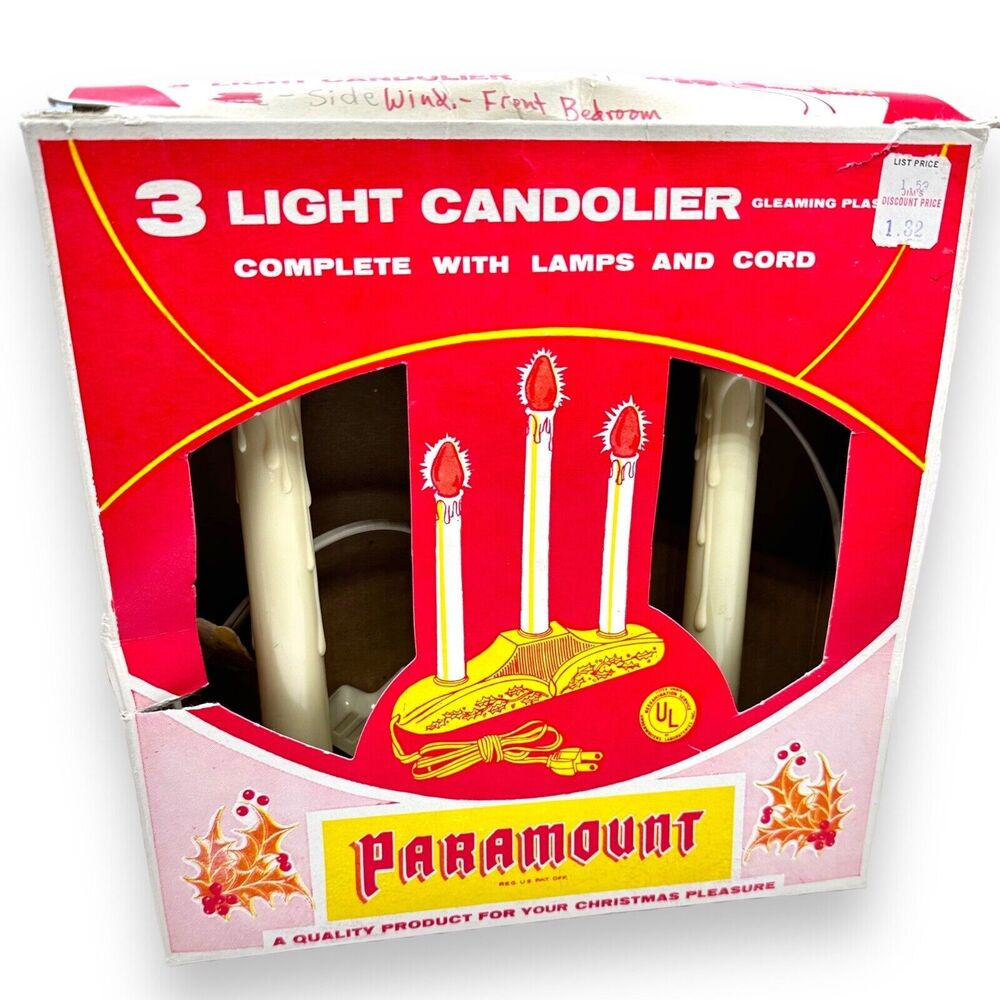 Vintage Sterling Christmas Candolier Electric Candles Original Box MCM Kitschy